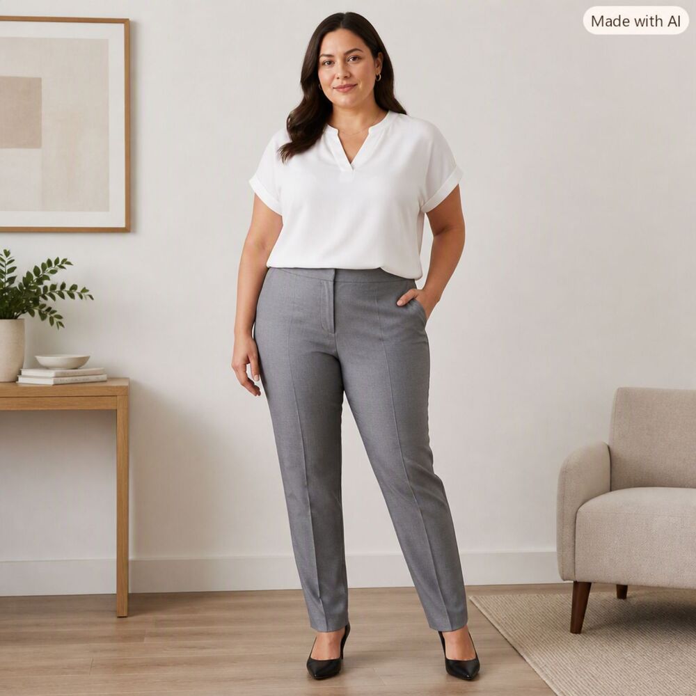 Kasper Light Gray Straight‑Leg Dress Pants | Size 14 NWT